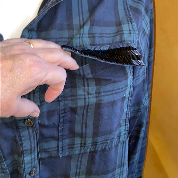 J CREW GREEN PLAID PULLOVER TUNIC BEADED POCKETS - Picture 4 of 9